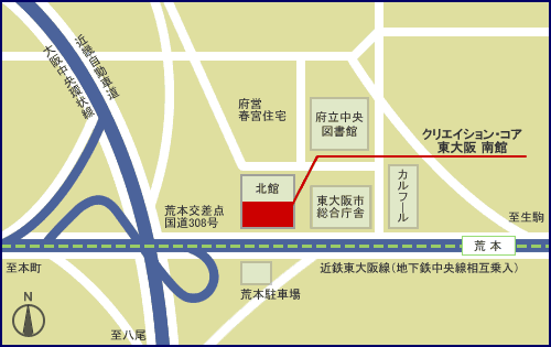 リエゾンセンター東大阪分室へのアクセスマップ