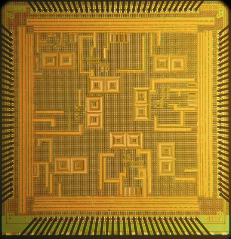Photo of IC chip designed and fabricated in the lab
