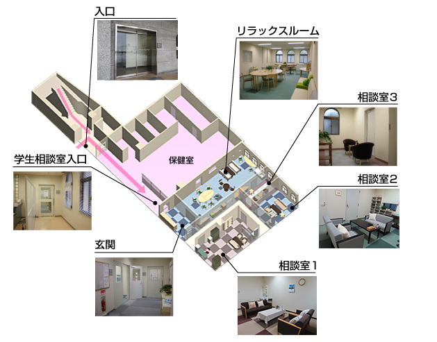 大宮キャンパス2号館1F（保健室奥）の地図