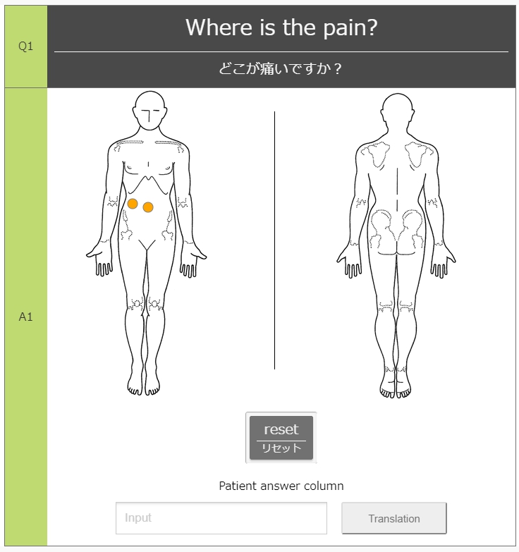図2：回答候補の自動提示機能の画面例（人体図）
